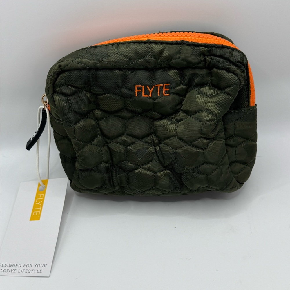 FLYTE Valentina Bag | Travel Quilted Cosmetic Bag | Green Camo New With Tags